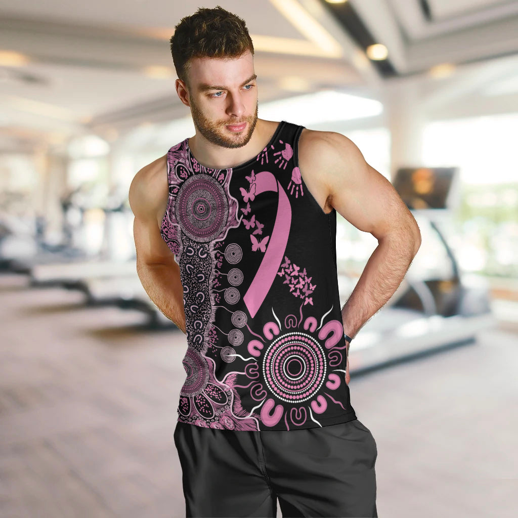 Personalised Aboriginal Ribbons Men Tank Top Beautiful Butterflies Breast Cancer Awareness - Vibe Hoodie Shop