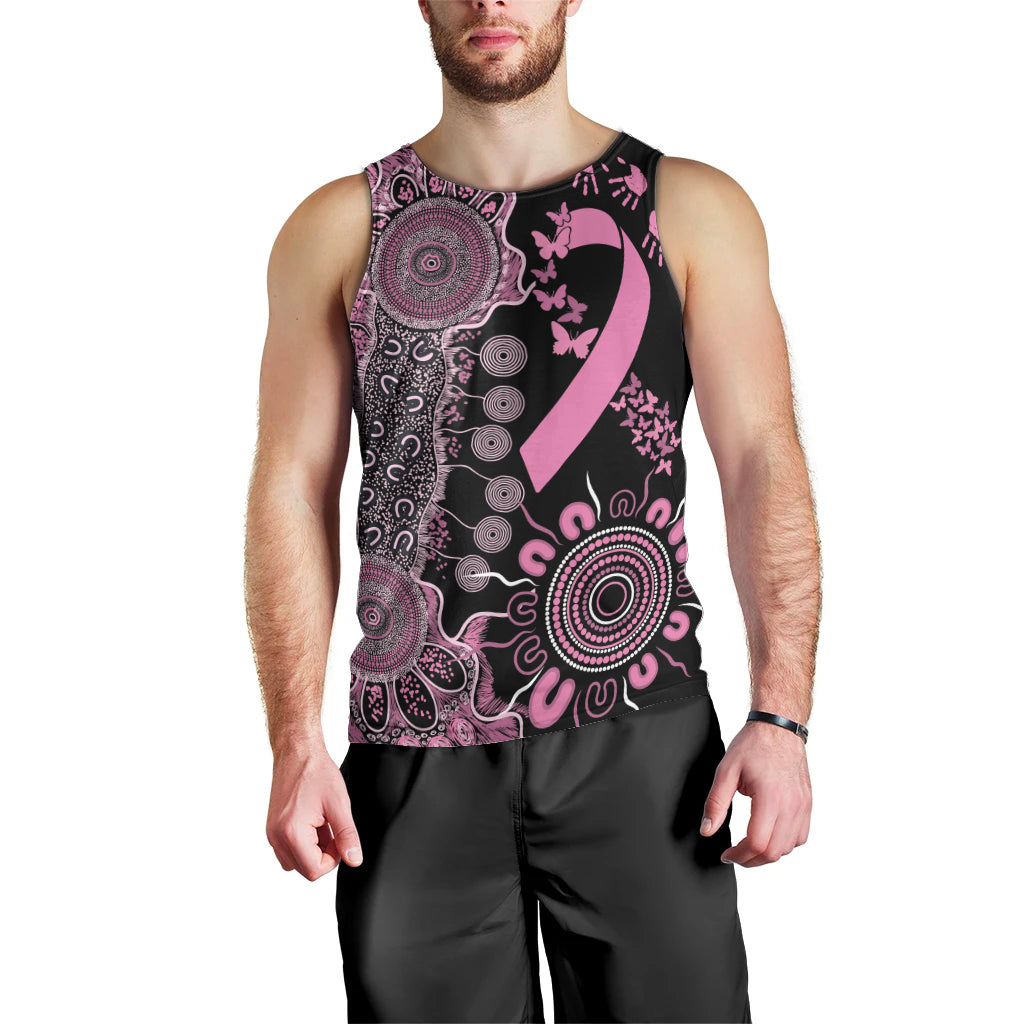 Personalised Aboriginal Ribbons Men Tank Top Beautiful Butterflies Breast Cancer Awareness - Vibe Hoodie Shop