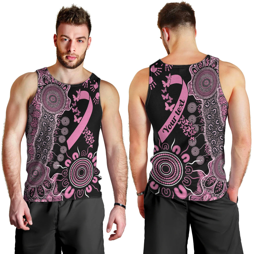 Personalised Aboriginal Ribbons Men Tank Top Beautiful Butterflies Breast Cancer Awareness - Vibe Hoodie Shop