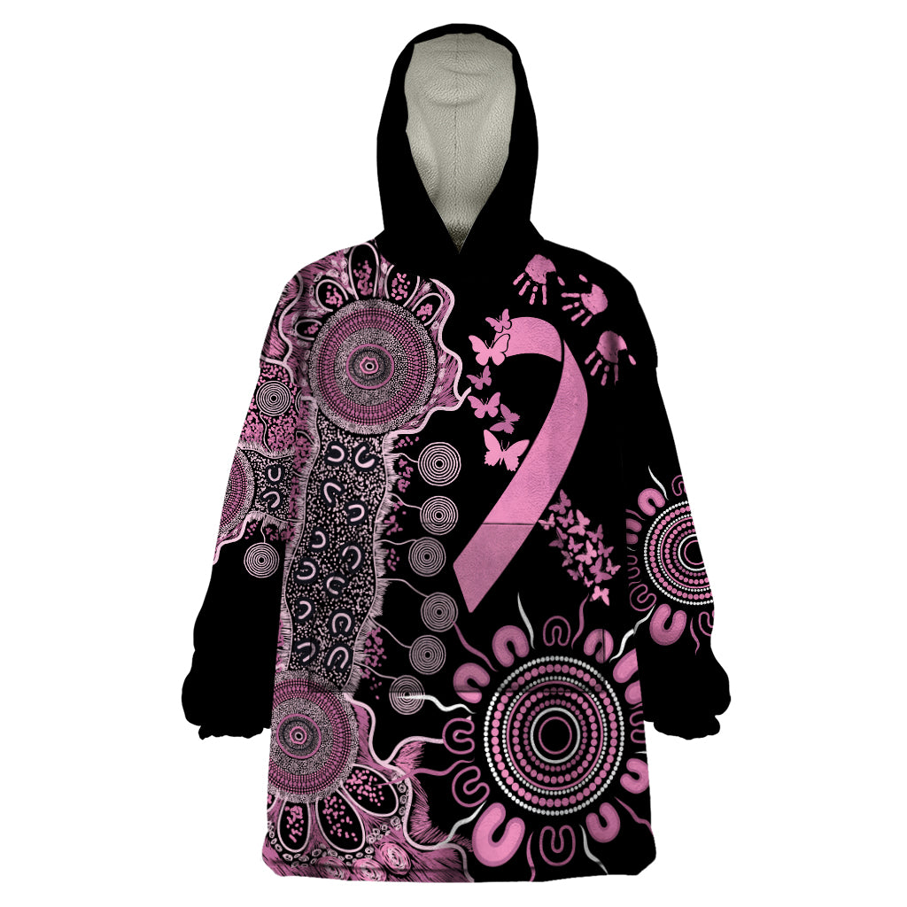 Personalised Aboriginal Ribbons Wearable Blanket Hoodie Beautiful Butterflies Breast Cancer Awareness - Vibe Hoodie Shop