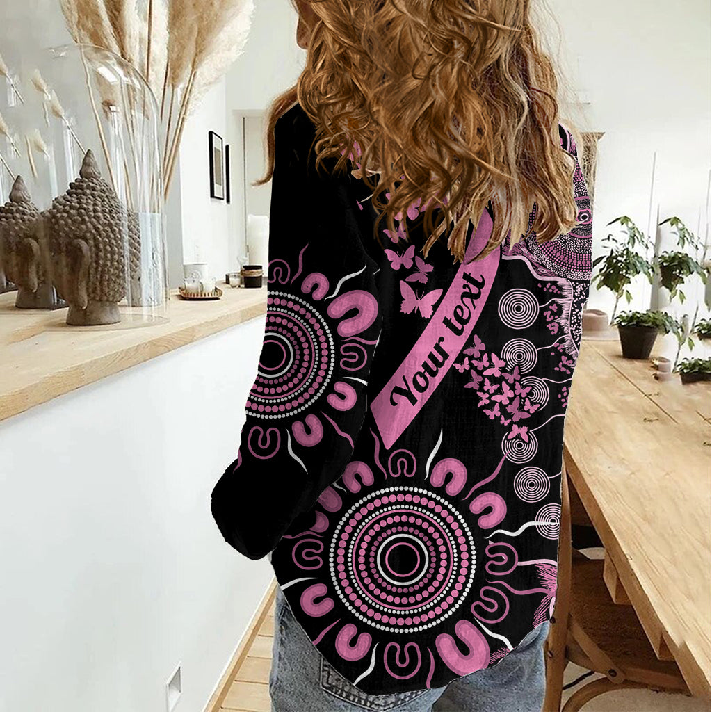 Personalised Aboriginal Ribbons Women Casual Shirt Beautiful Butterflies Breast Cancer Awareness - Vibe Hoodie Shop