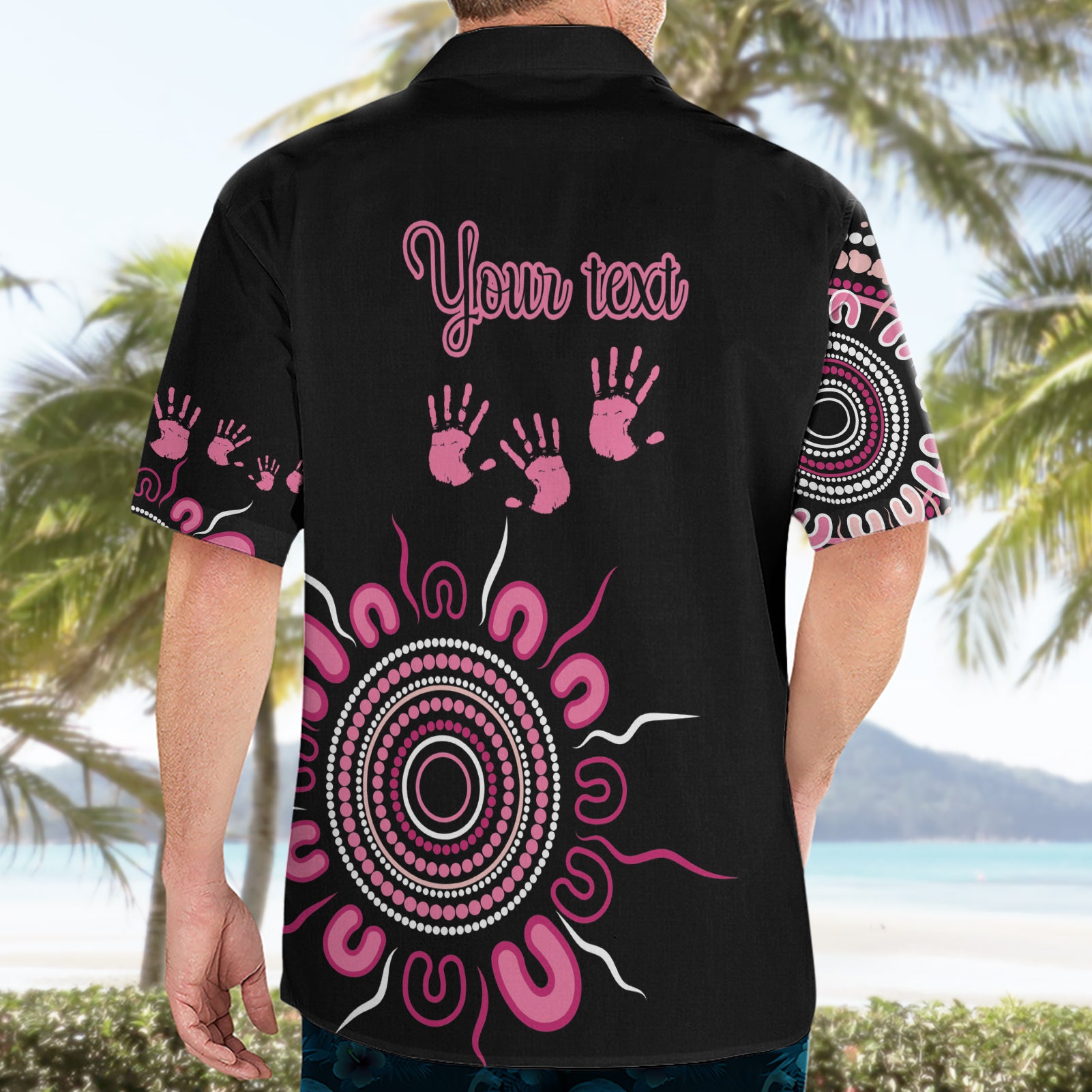 Personalised Aboriginal Ribbons Hawaiian Shirt Think Pink Butterfly Art Wall Clock Breast Cancer - Vibe Hoodie Shop