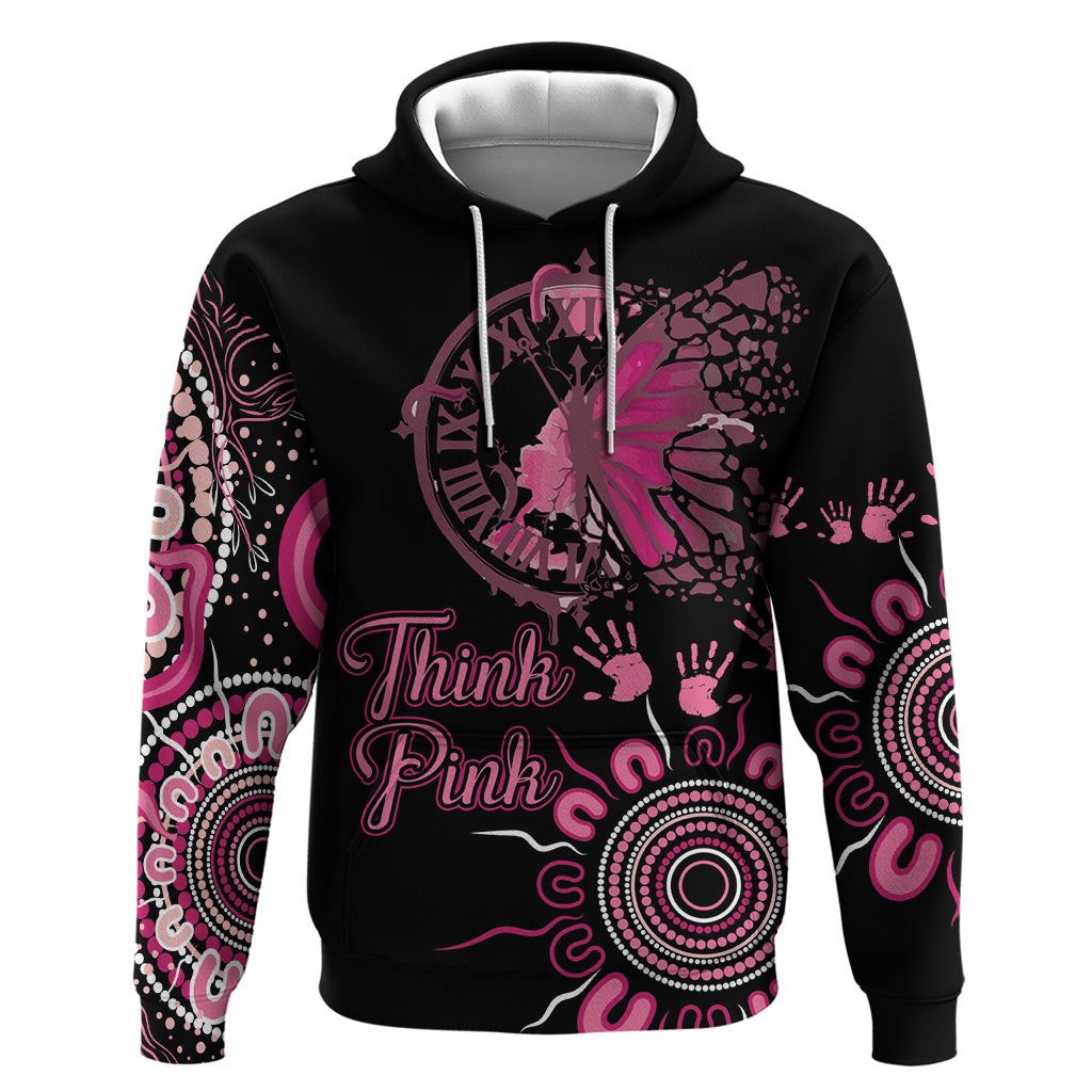 Personalised Aboriginal Ribbons Hoodie Think Pink Butterfly Art Wall Clock Breast Cancer LT9 - Vibe Hoodie Shop