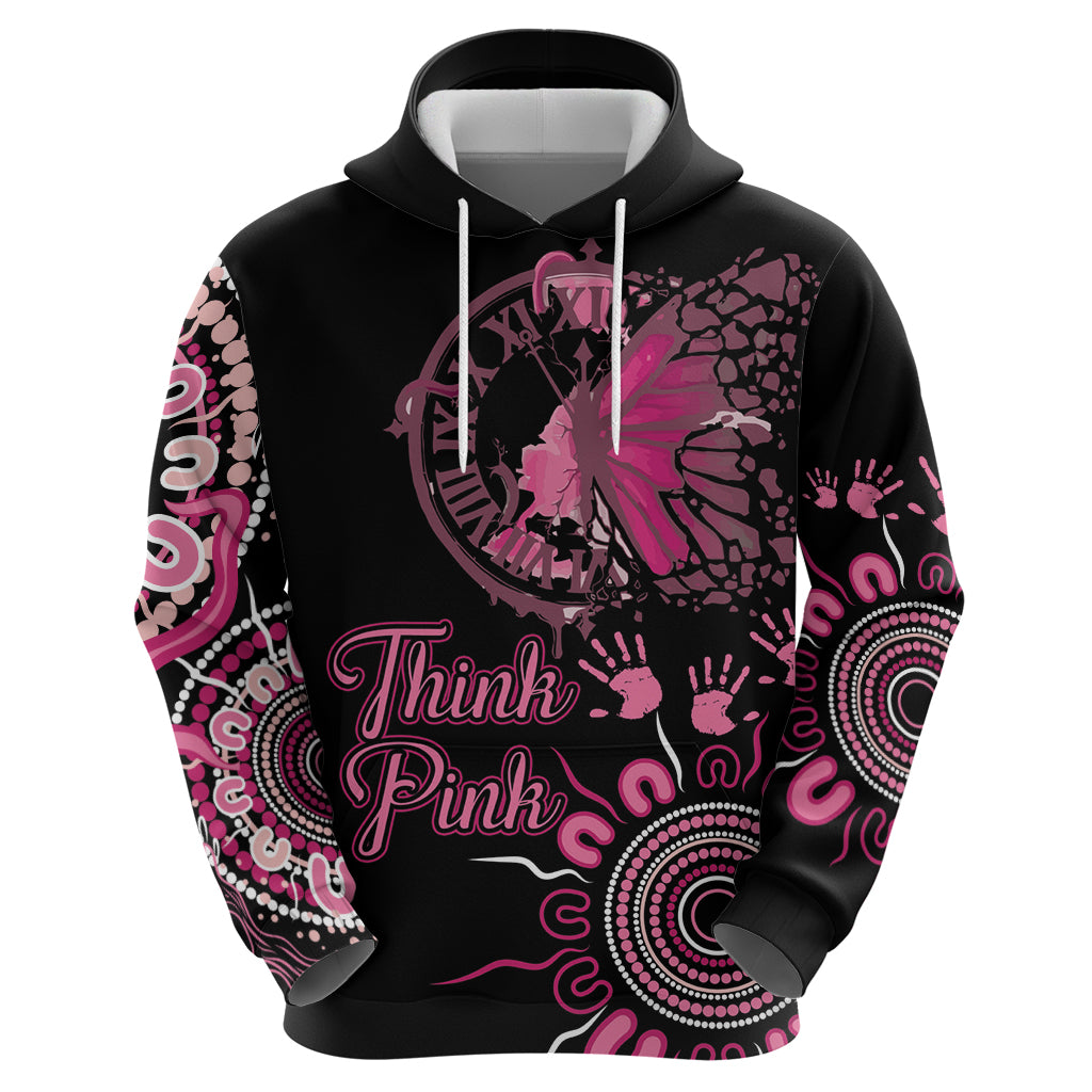 Personalised Aboriginal Ribbons Hoodie Think Pink Butterfly Art Wall Clock Breast Cancer LT9 - Vibe Hoodie Shop