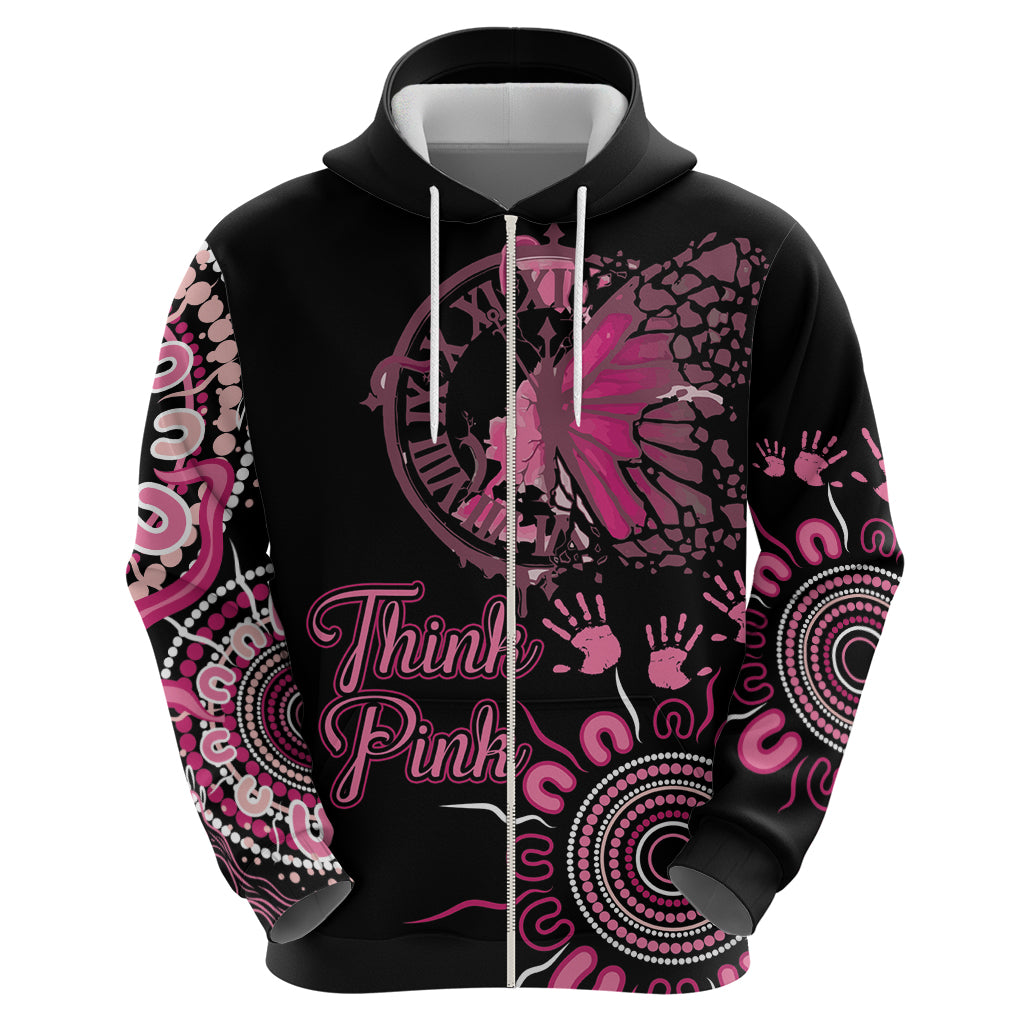Personalised Aboriginal Ribbons Hoodie Think Pink Butterfly Art Wall Clock Breast Cancer LT9 - Vibe Hoodie Shop
