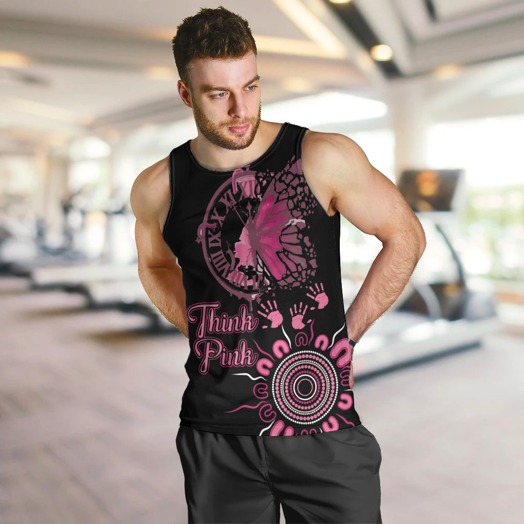 Personalised Aboriginal Ribbons Men Tank Top Think Pink Butterfly Art Wall Clock Breast Cancer - Vibe Hoodie Shop