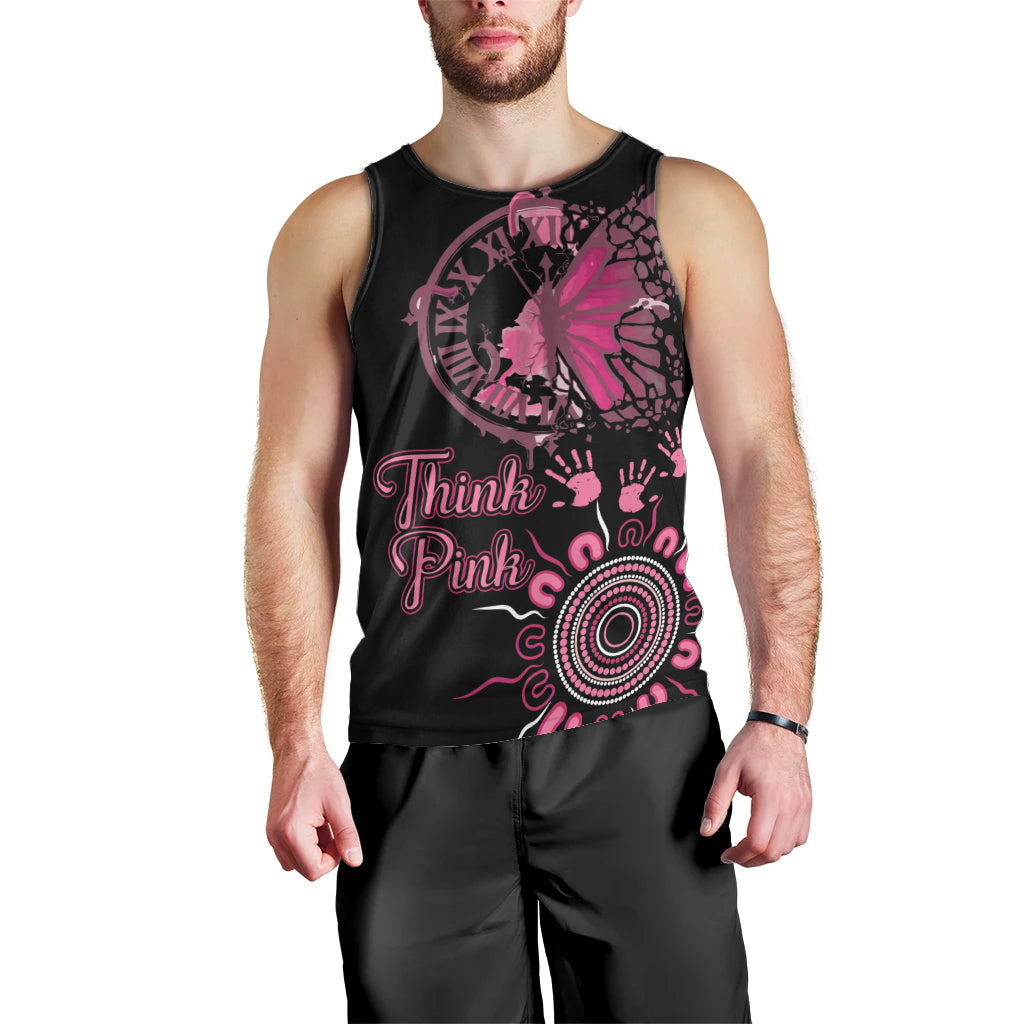 Personalised Aboriginal Ribbons Men Tank Top Think Pink Butterfly Art Wall Clock Breast Cancer - Vibe Hoodie Shop