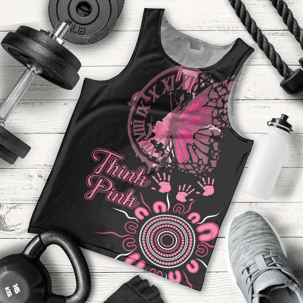 Personalised Aboriginal Ribbons Men Tank Top Think Pink Butterfly Art Wall Clock Breast Cancer - Vibe Hoodie Shop