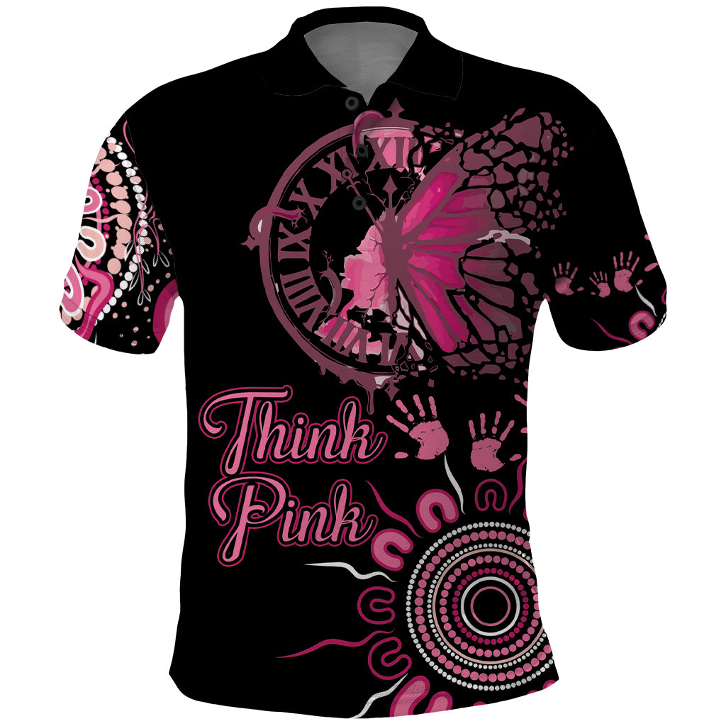 Personalised Aboriginal Ribbons Polo Shirt Think Pink Butterfly Art Wall Clock Breast Cancer LT9 - Vibe Hoodie Shop