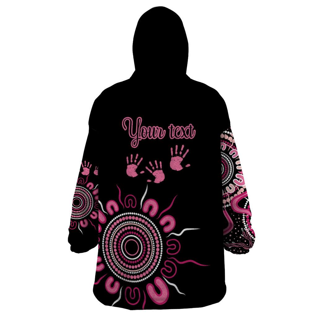 Personalised Aboriginal Ribbons Wearable Blanket Hoodie Think Pink Butterfly Art Wall Clock Breast Cancer - Vibe Hoodie Shop