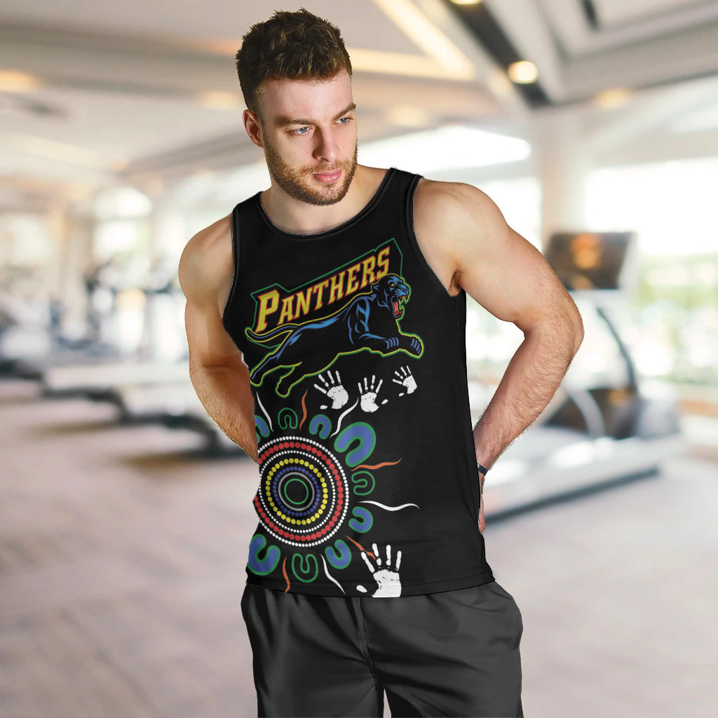 Personalised Panthers Aboriginal Dot Men Tank Top Go the Mighty Panthers - Vibe Hoodie Shop