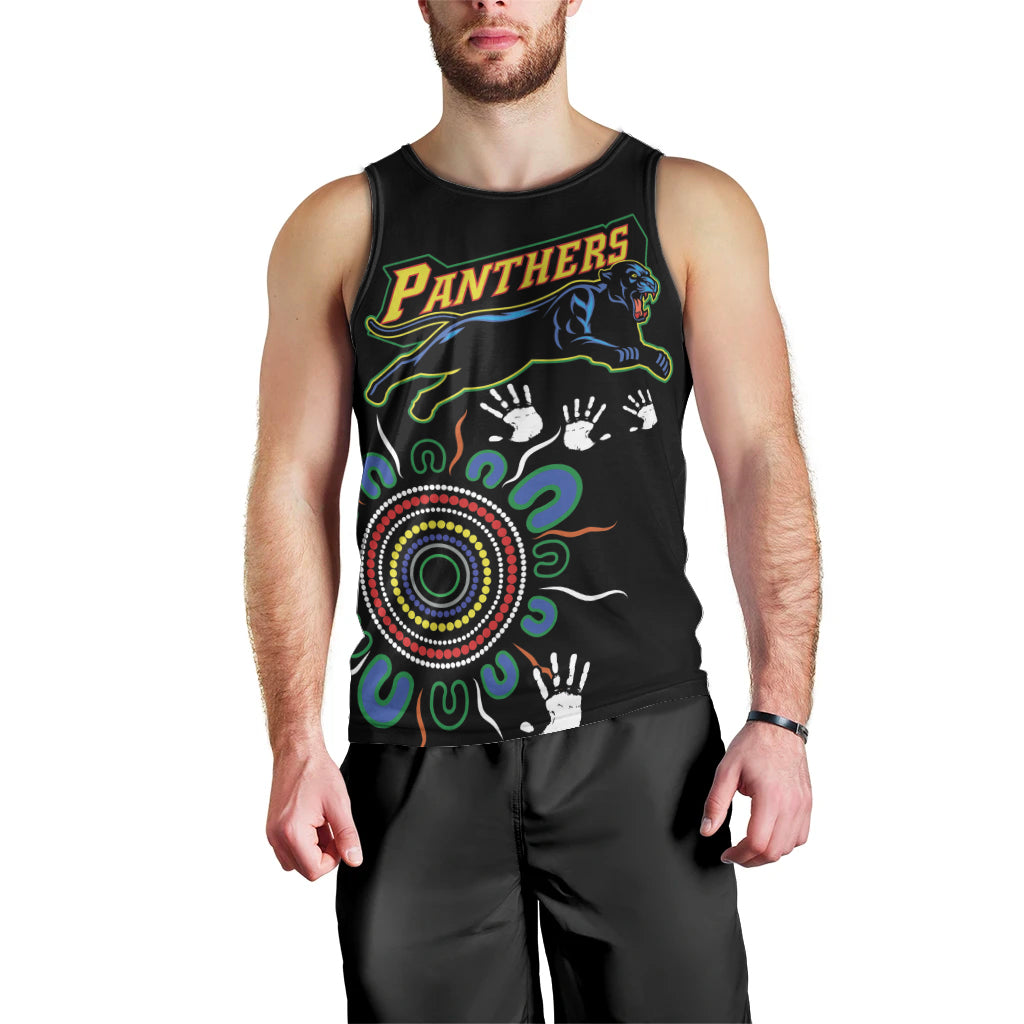 Personalised Panthers Aboriginal Dot Men Tank Top Go the Mighty Panthers - Vibe Hoodie Shop