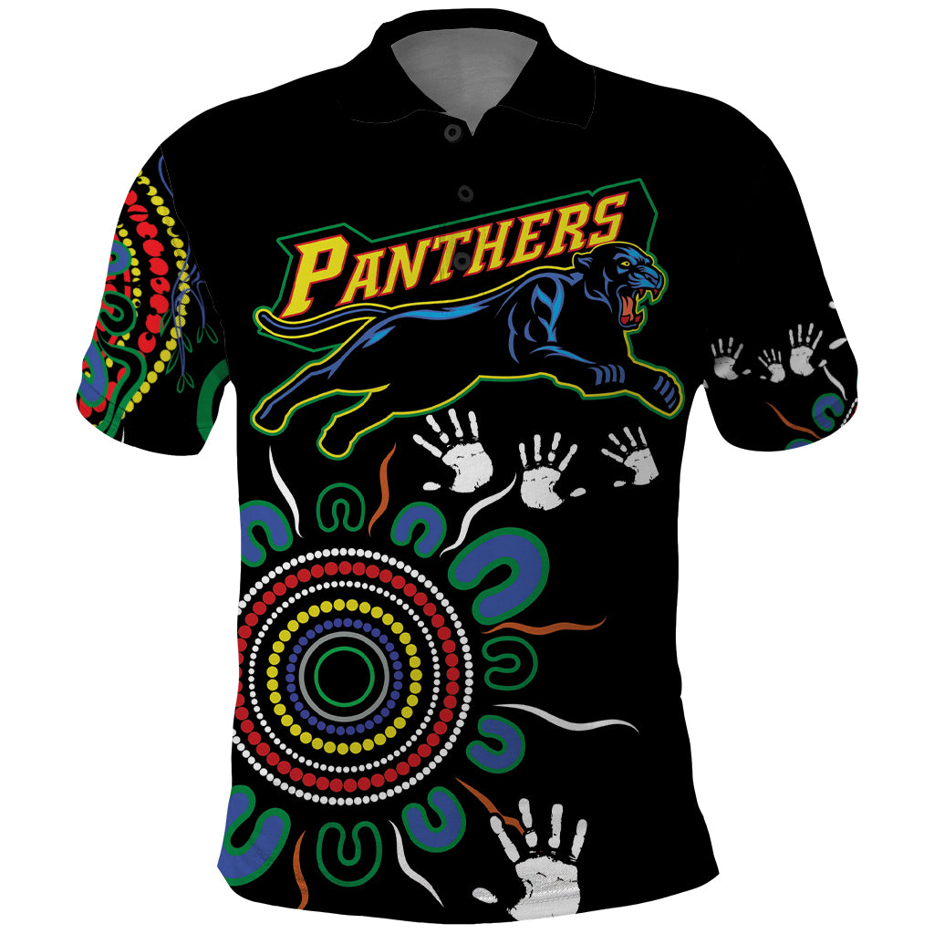 Personalised Panthers Aboriginal Dot Polo Shirt Go the Mighty Panthers LT9 - Vibe Hoodie Shop