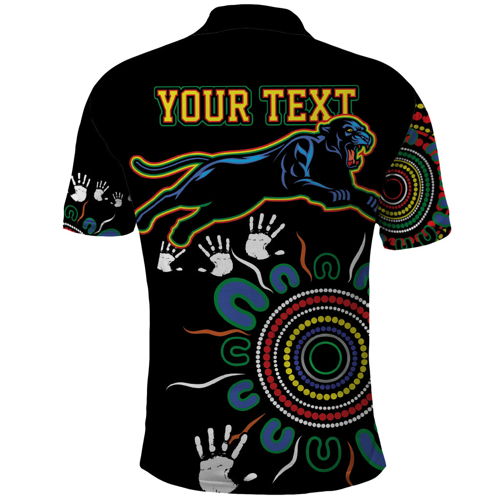 Personalised Panthers Aboriginal Dot Polo Shirt Go the Mighty Panthers LT9 - Vibe Hoodie Shop