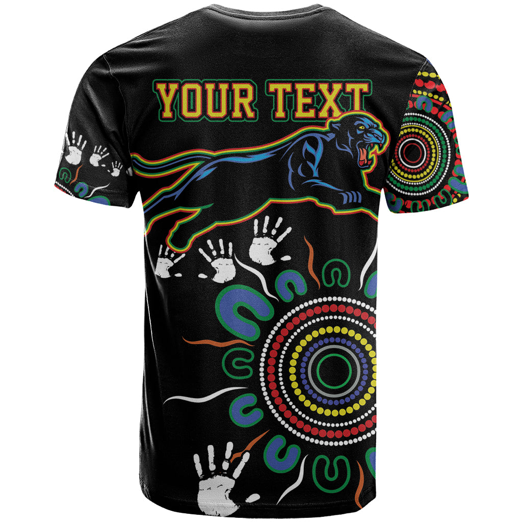 Personalised Panthers Aboriginal Dot T Shirt Go the Mighty Panthers LT9 - Vibe Hoodie Shop