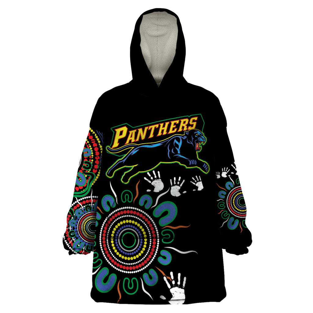 Personalised Panthers Aboriginal Dot Wearable Blanket Hoodie Go the Mighty Panthers - Vibe Hoodie Shop