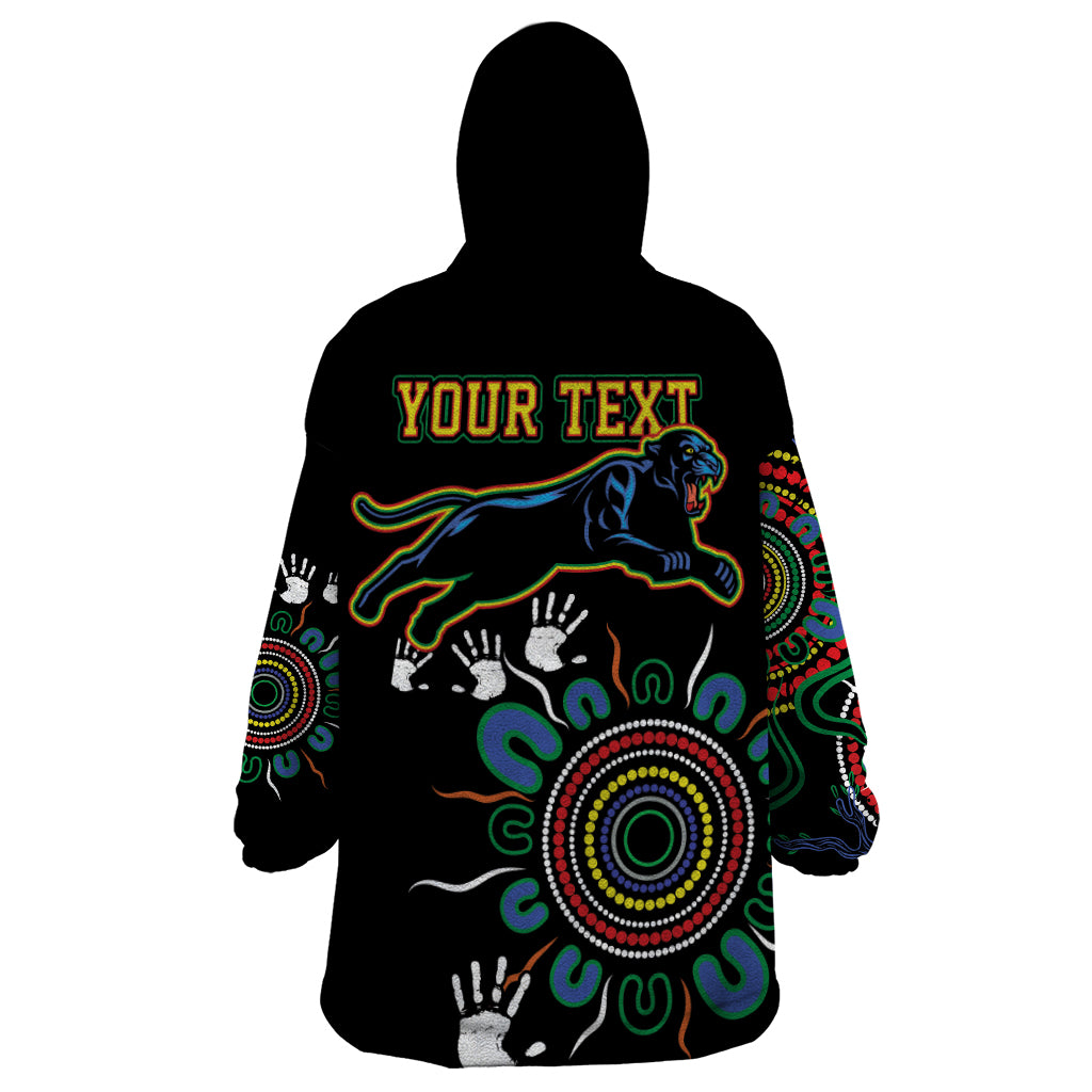 Personalised Panthers Aboriginal Dot Wearable Blanket Hoodie Go the Mighty Panthers - Vibe Hoodie Shop