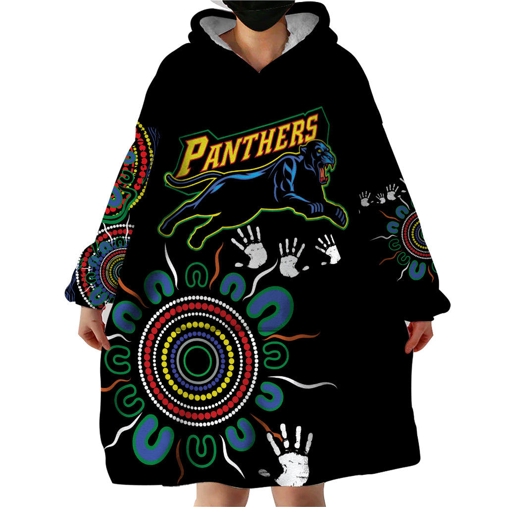 Personalised Panthers Aboriginal Dot Wearable Blanket Hoodie Go the Mighty Panthers - Vibe Hoodie Shop