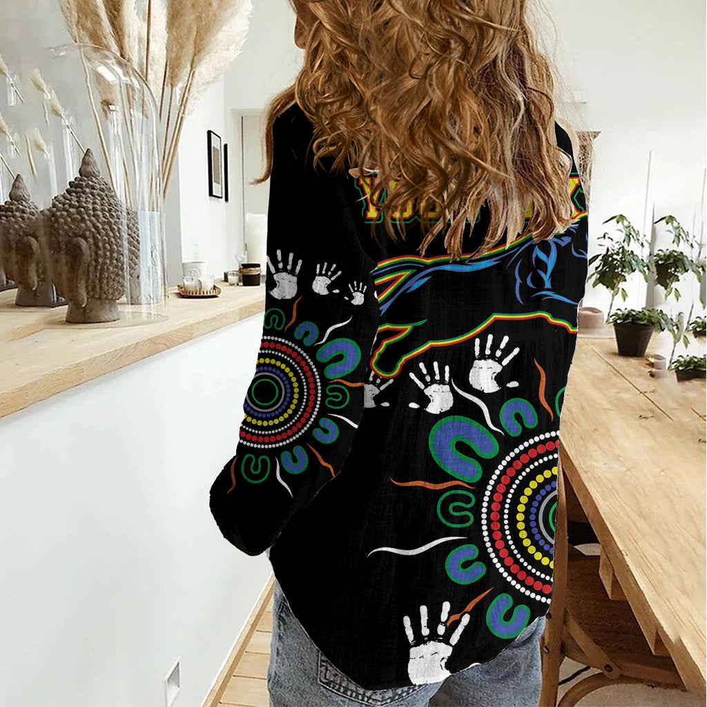 Personalised Panthers Aboriginal Dot Women Casual Shirt Go the Mighty Panthers - Vibe Hoodie Shop