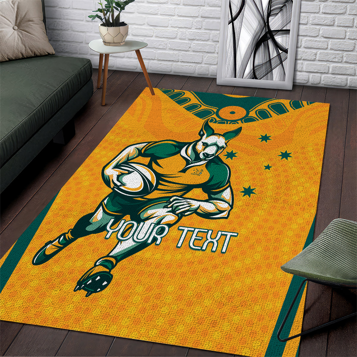 Custom Australia Rugby Area Rug Wallabies Mascots Sporty Version - Vibe Hoodie Shop