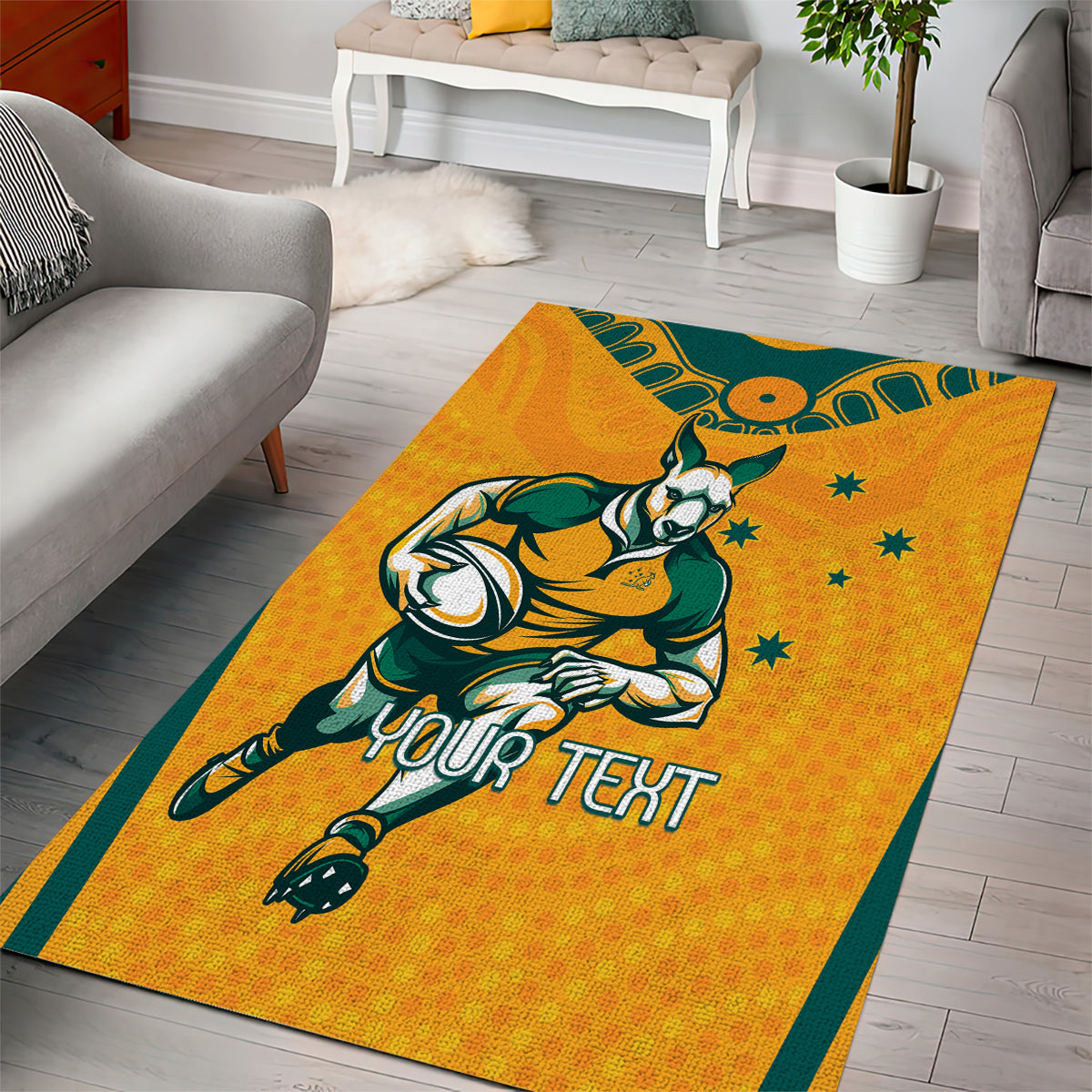 Custom Australia Rugby Area Rug Wallabies Mascots Sporty Version - Vibe Hoodie Shop