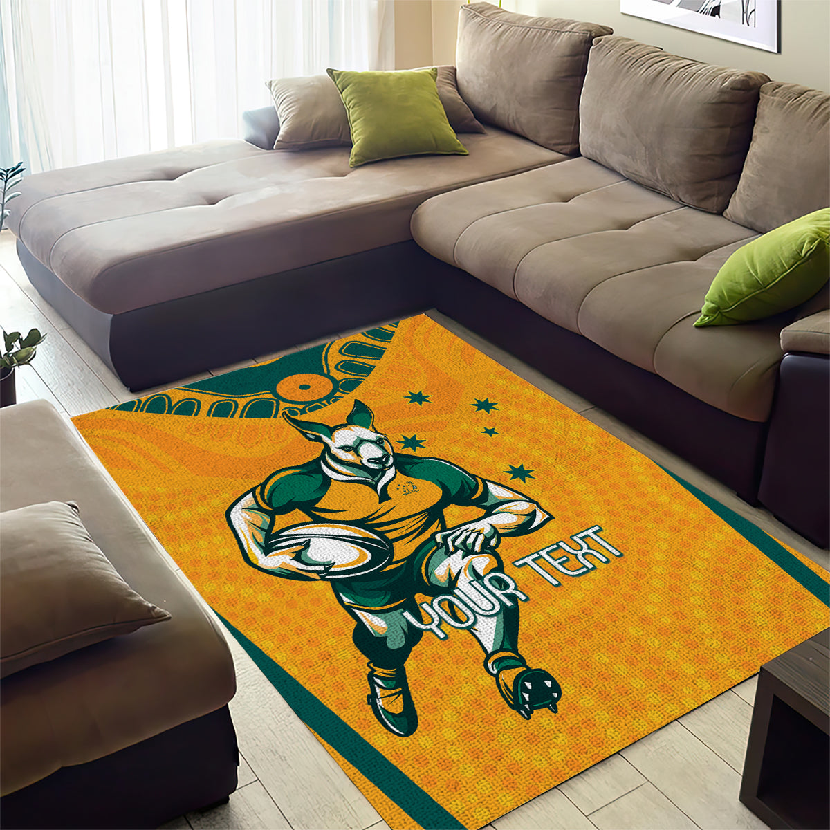 Custom Australia Rugby Area Rug Wallabies Mascots Sporty Version - Vibe Hoodie Shop