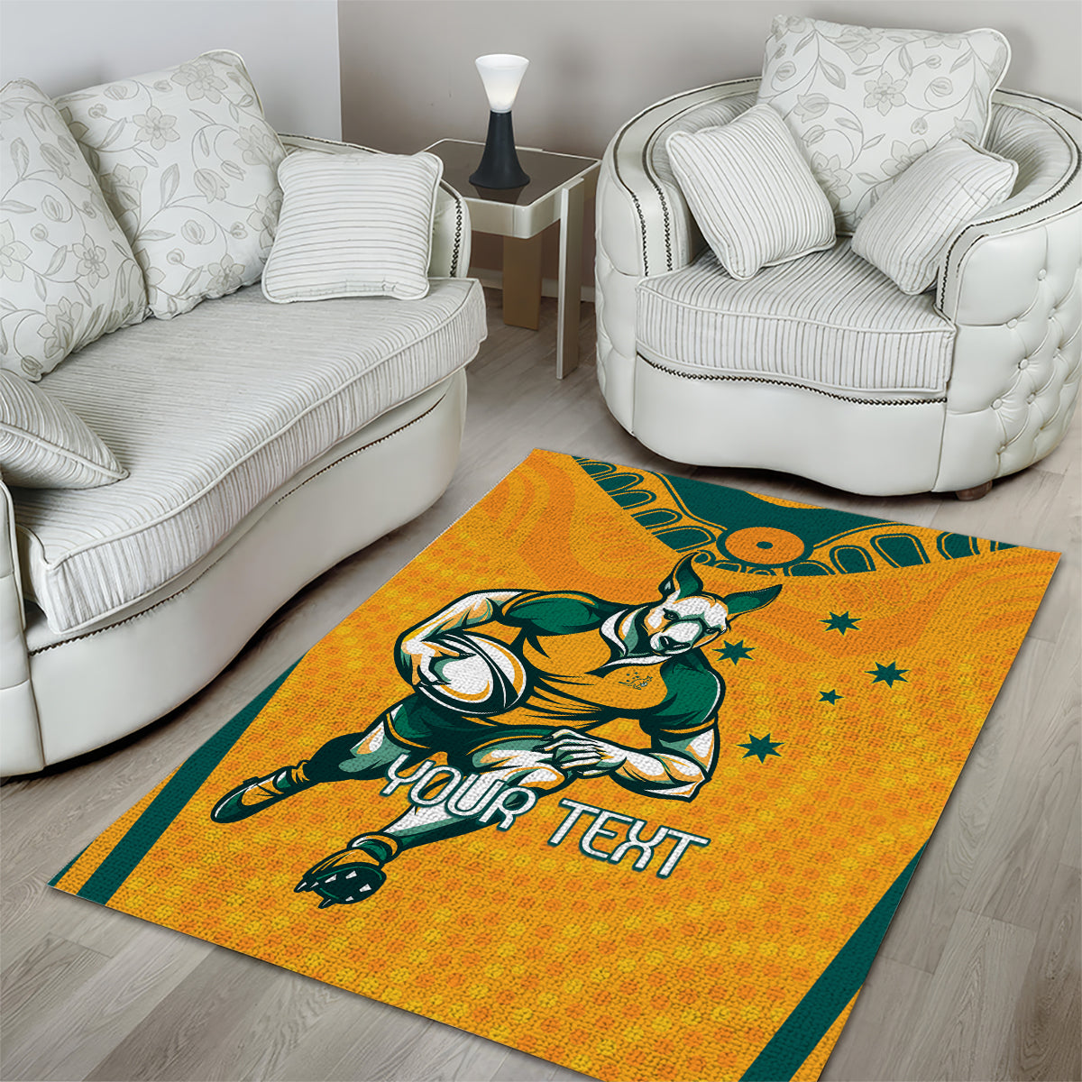 Custom Australia Rugby Area Rug Wallabies Mascots Sporty Version - Vibe Hoodie Shop