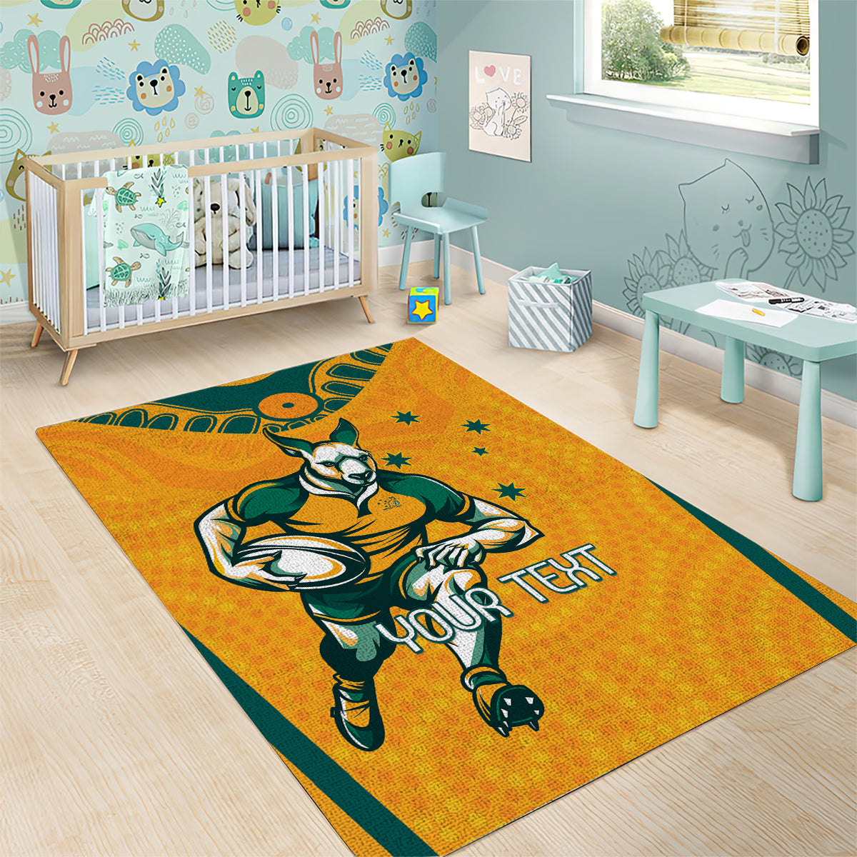 Custom Australia Rugby Area Rug Wallabies Mascots Sporty Version - Vibe Hoodie Shop