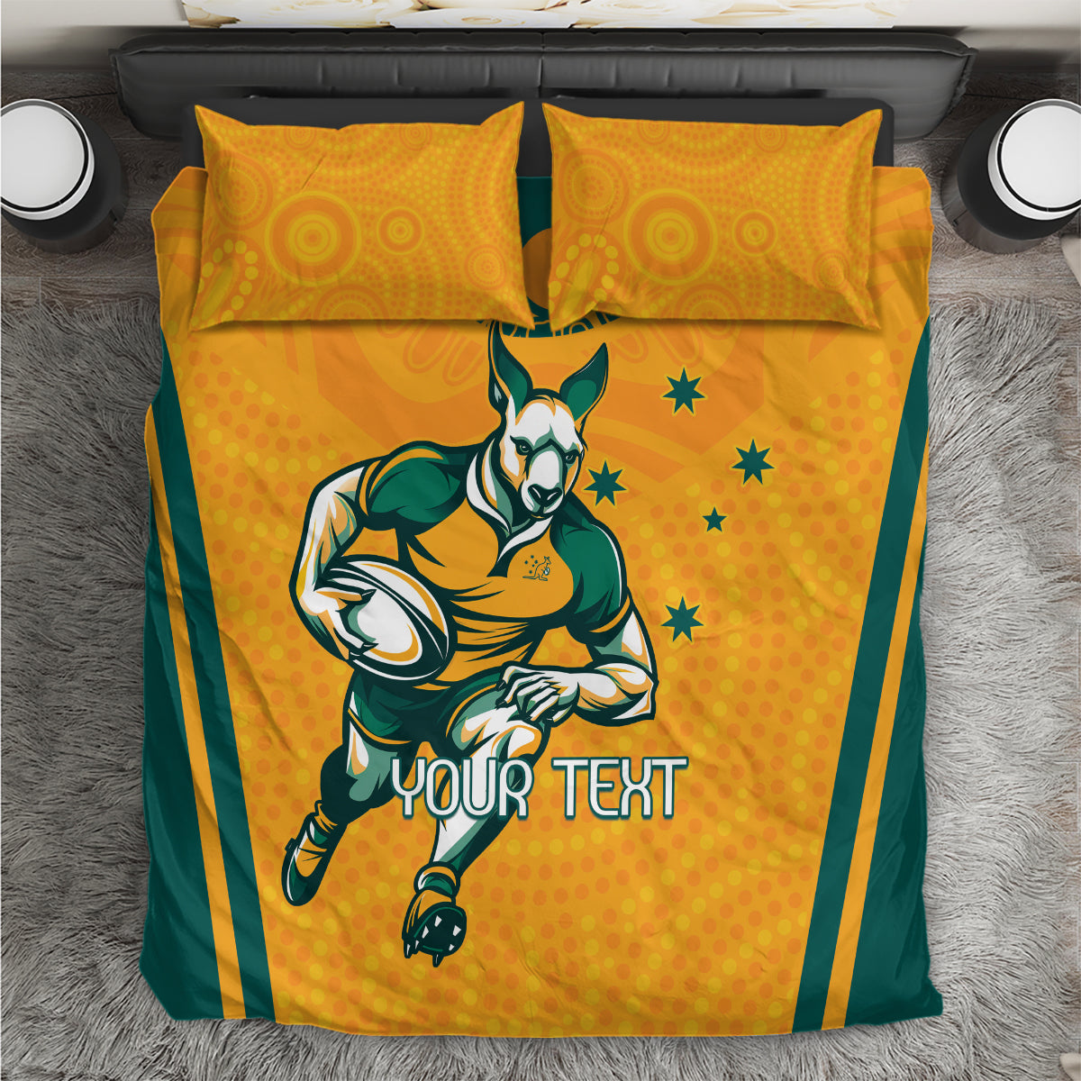 Custom Australia Rugby Bedding Set Wallabies Mascots Sporty Version - Vibe Hoodie Shop