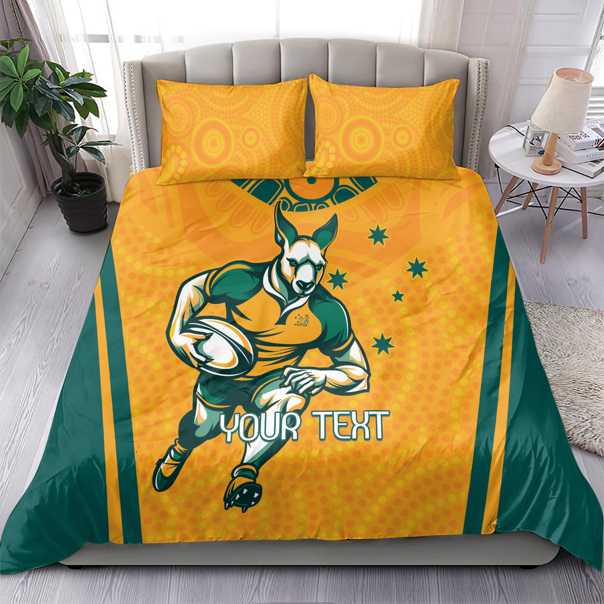 Custom Australia Rugby Bedding Set Wallabies Mascots Sporty Version - Vibe Hoodie Shop