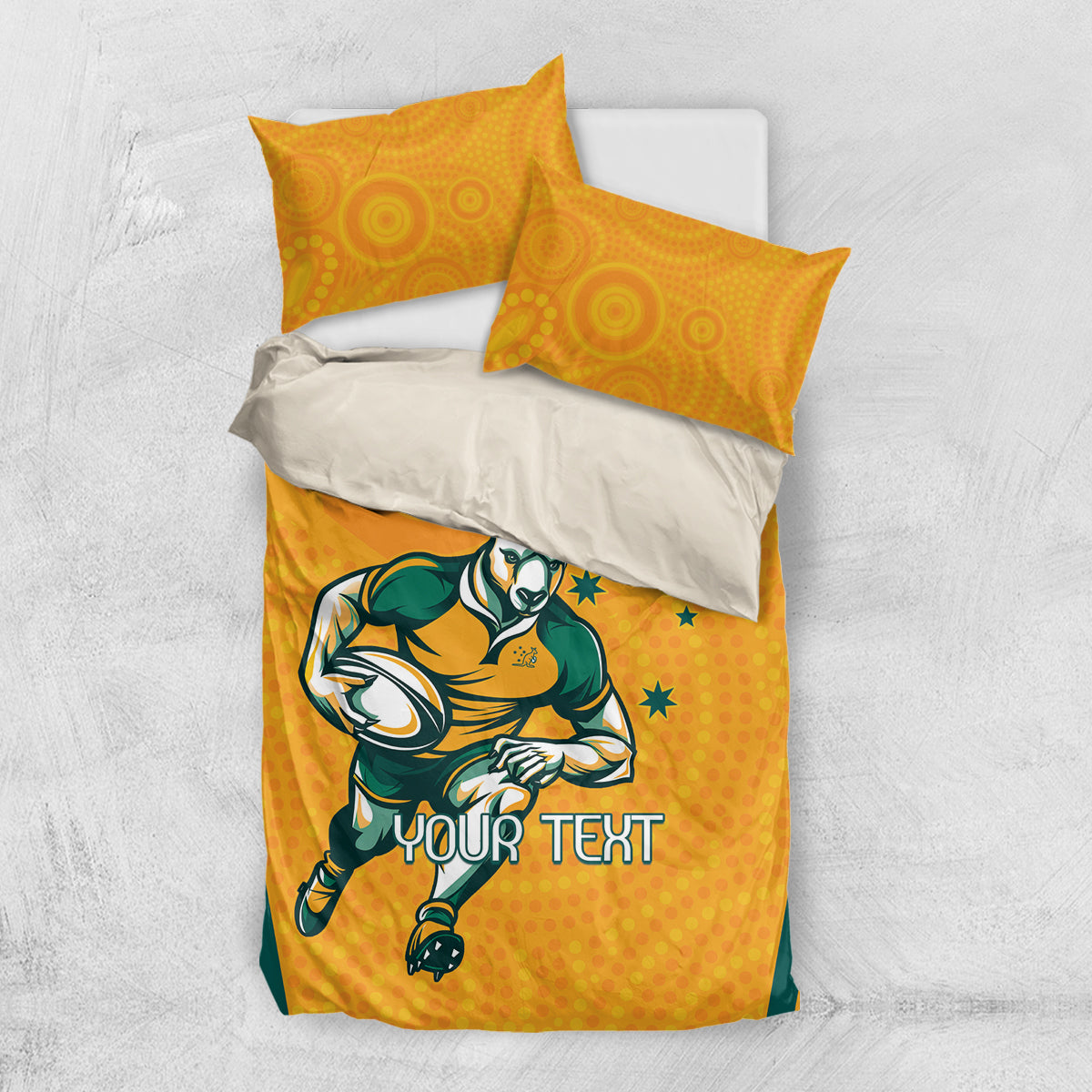 Custom Australia Rugby Bedding Set Wallabies Mascots Sporty Version - Vibe Hoodie Shop