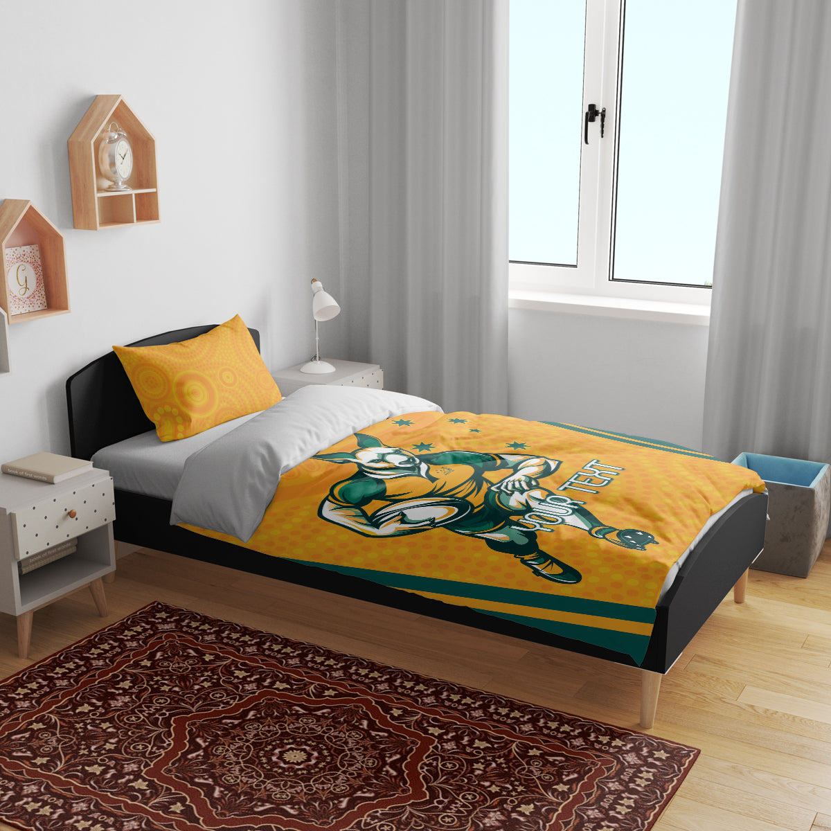 Custom Australia Rugby Bedding Set Wallabies Mascots Sporty Version - Vibe Hoodie Shop