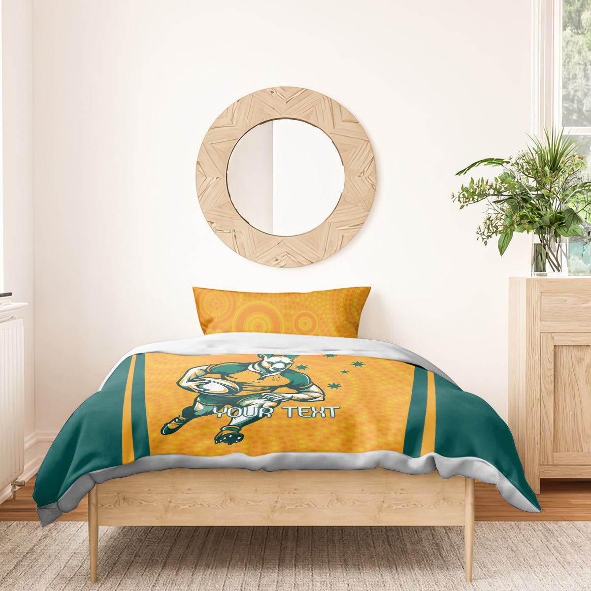 Custom Australia Rugby Bedding Set Wallabies Mascots Sporty Version - Vibe Hoodie Shop