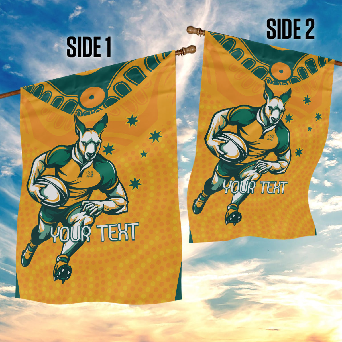 Custom Australia Rugby Garden Flag Wallabies Mascots Sporty Version - Vibe Hoodie Shop