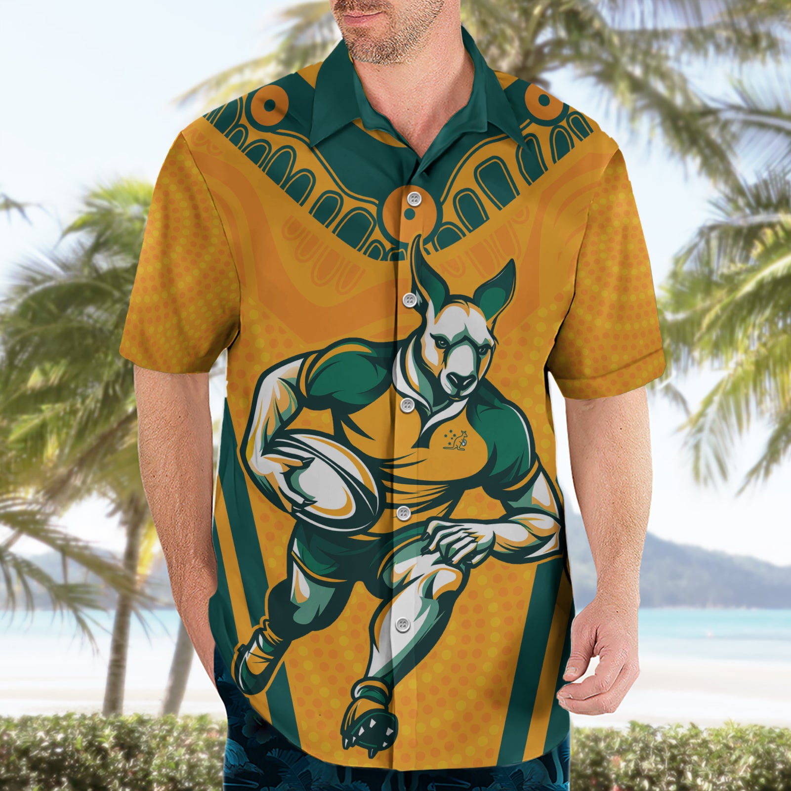 Custom Australia Rugby Hawaiian Shirt Wallabies Mascots Sporty Version - Vibe Hoodie Shop