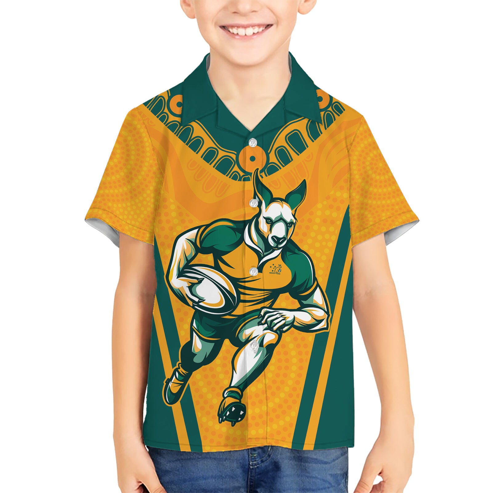 Custom Australia Rugby Hawaiian Shirt Wallabies Mascots Sporty Version - Vibe Hoodie Shop