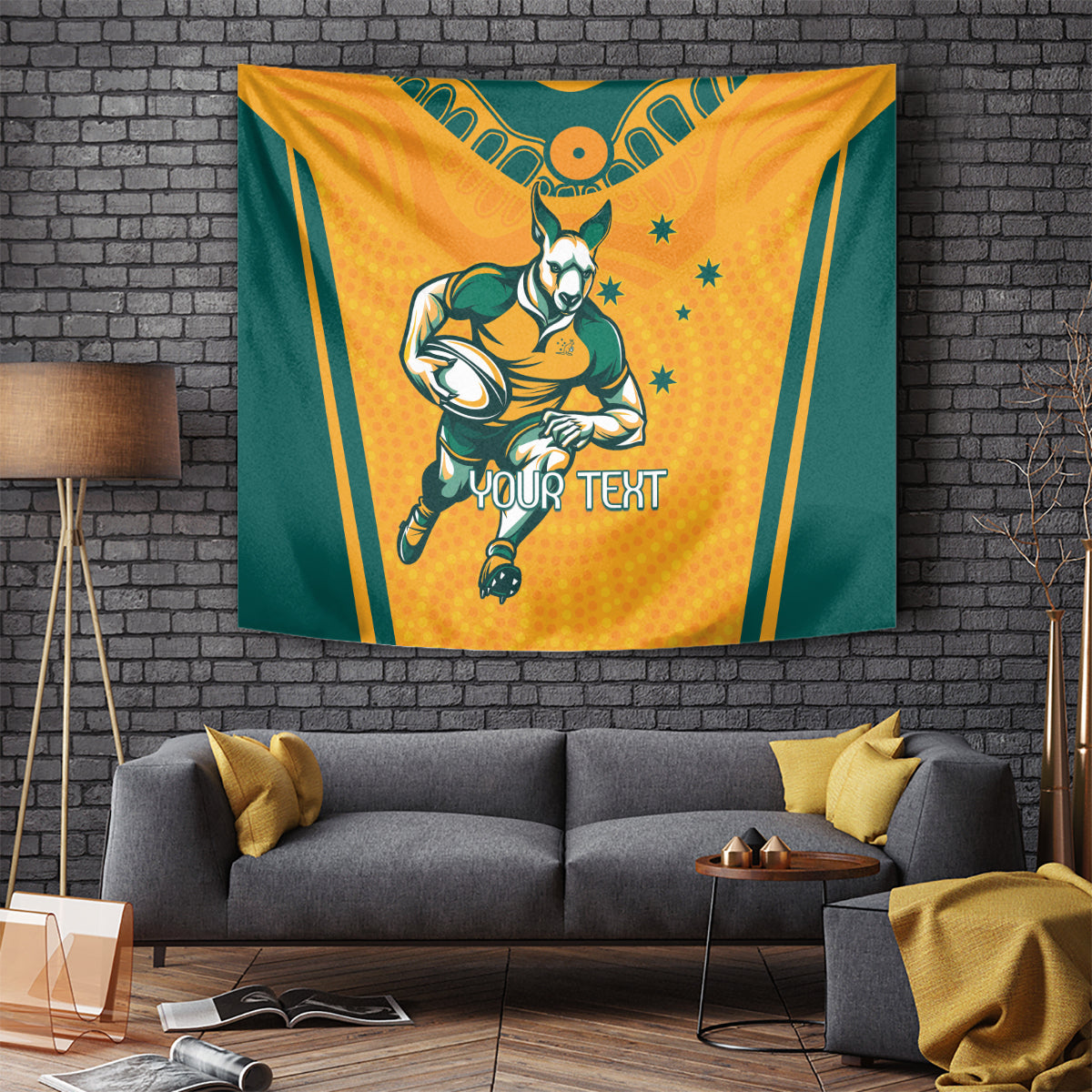 Custom Australia Rugby Tapestry Wallabies Mascots Sporty Version - Vibe Hoodie Shop