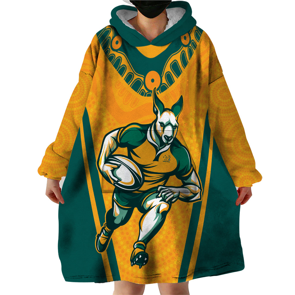 Custom Australia Rugby Wearable Blanket Hoodie Wallabies Mascots Sporty Version - Vibe Hoodie Shop