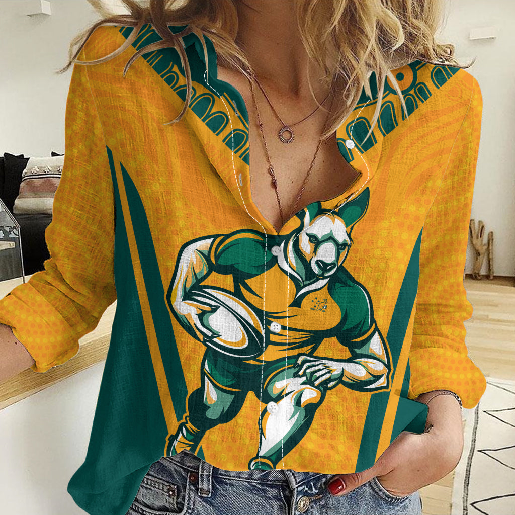 Custom Australia Rugby Women Casual Shirt Wallabies Mascots Sporty Version - Vibe Hoodie Shop