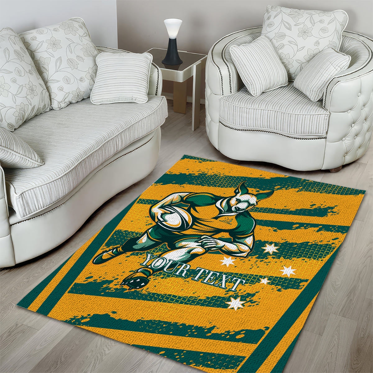 Custom Australia Rugby Area Rug Wallabies Mascots Indigenous Aboriginal Version - Vibe Hoodie Shop