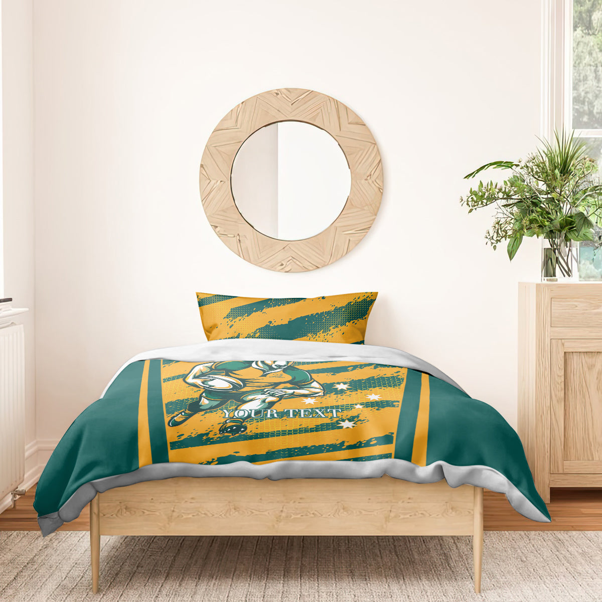 Custom Australia Rugby Bedding Set Wallabies Mascots Indigenous Aboriginal Version - Vibe Hoodie Shop