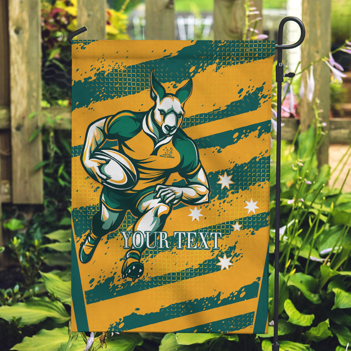 Custom Australia Rugby Garden Flag Wallabies Mascots Indigenous Aboriginal Version - Vibe Hoodie Shop