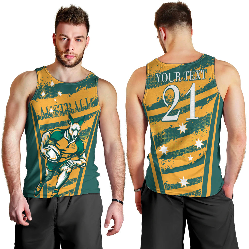 Custom Australia Rugby Men Tank Top Wallabies Mascots Indigenous Aboriginal Version - Vibe Hoodie Shop