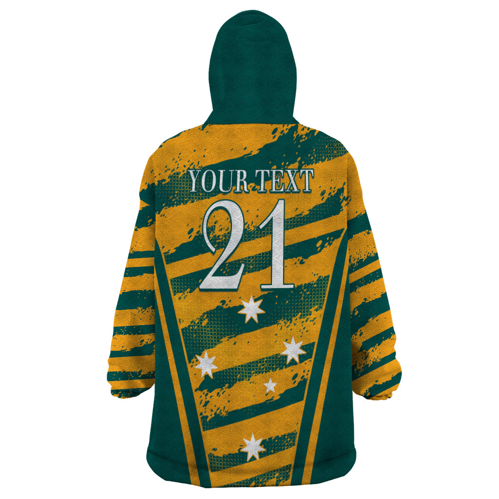 Custom Australia Rugby Wearable Blanket Hoodie Wallabies Mascots Indigenous Aboriginal Version - Vibe Hoodie Shop