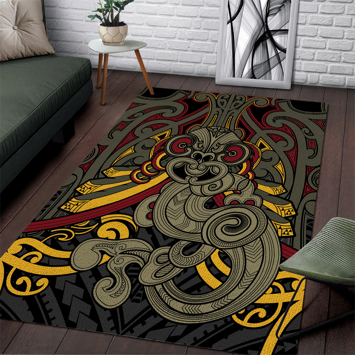 Maori Hei Tiki Tribal Tattoo Area Rug - Vibe Hoodie Shop