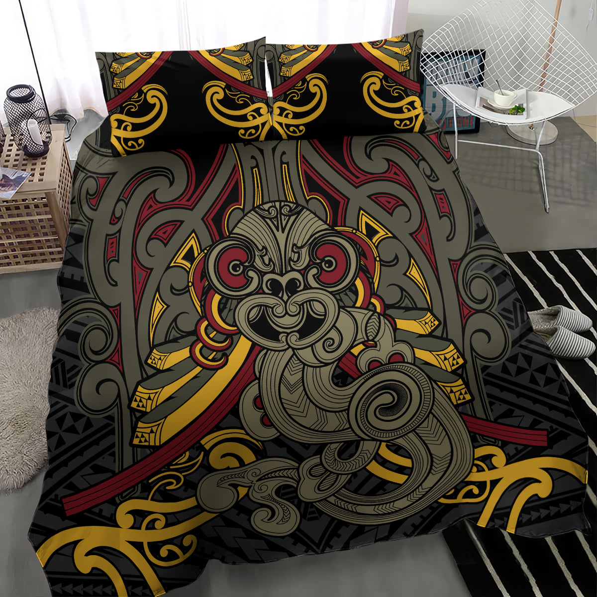 Maori Hei Tiki Tribal Tattoo Bedding Set - Vibe Hoodie Shop