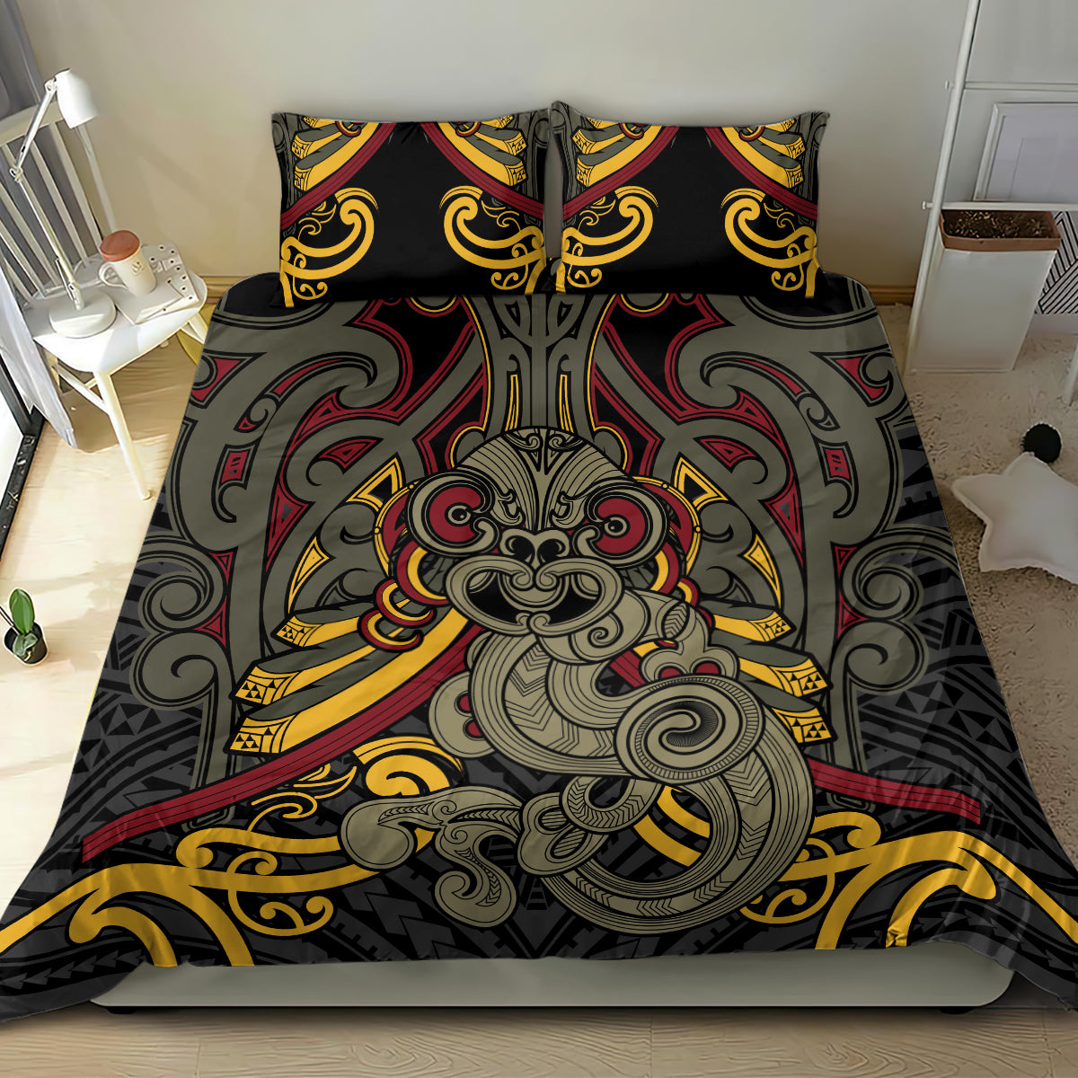 Maori Hei Tiki Tribal Tattoo Bedding Set - Vibe Hoodie Shop