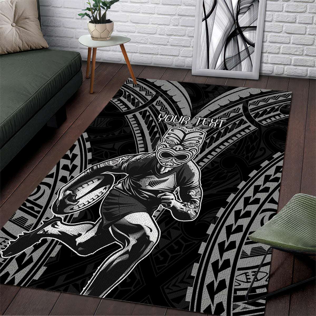 Custom New Zealand Rugby Area Rug Maori All Black Warrior Tribal Tattoo - Vibe Hoodie Shop