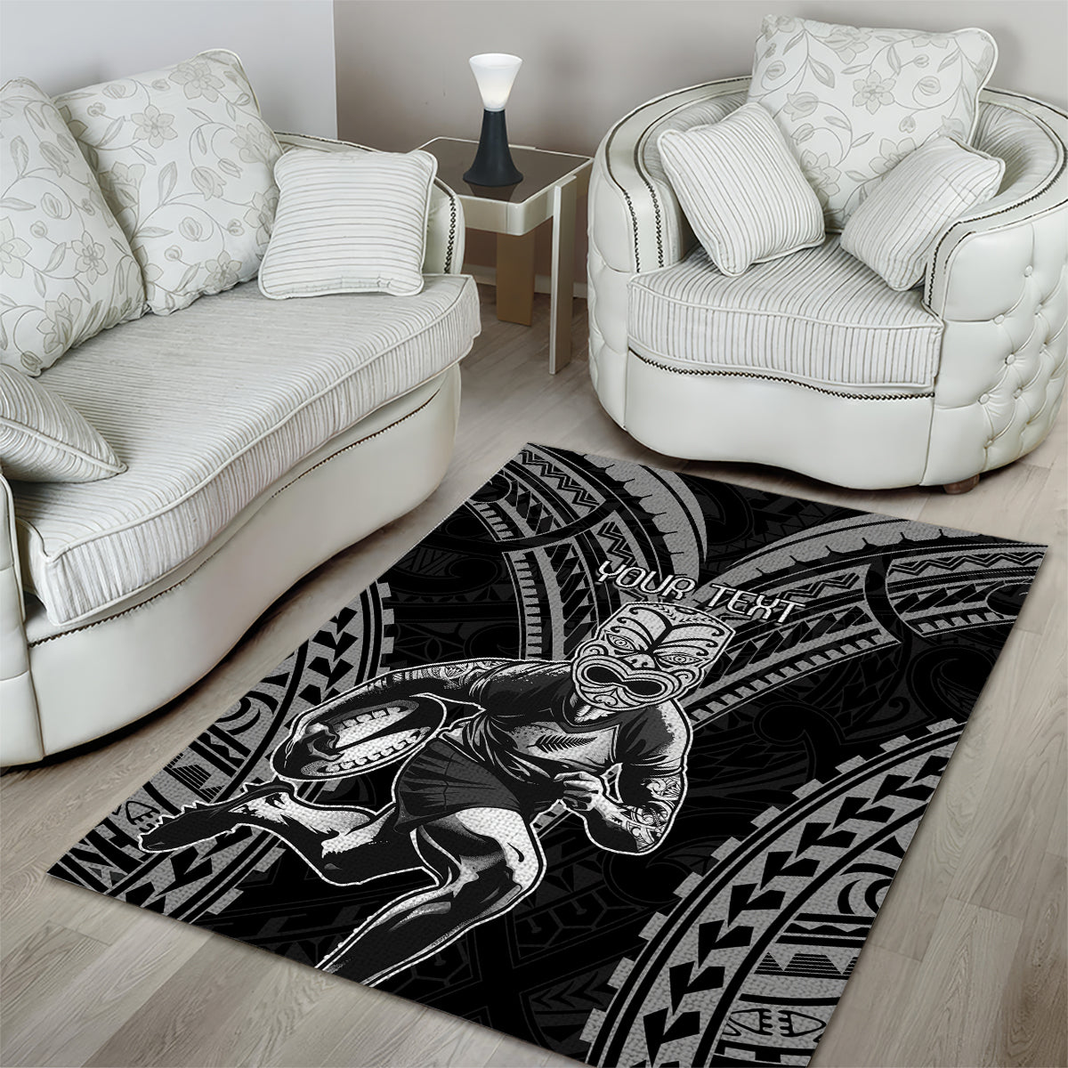 Custom New Zealand Rugby Area Rug Maori All Black Warrior Tribal Tattoo - Vibe Hoodie Shop