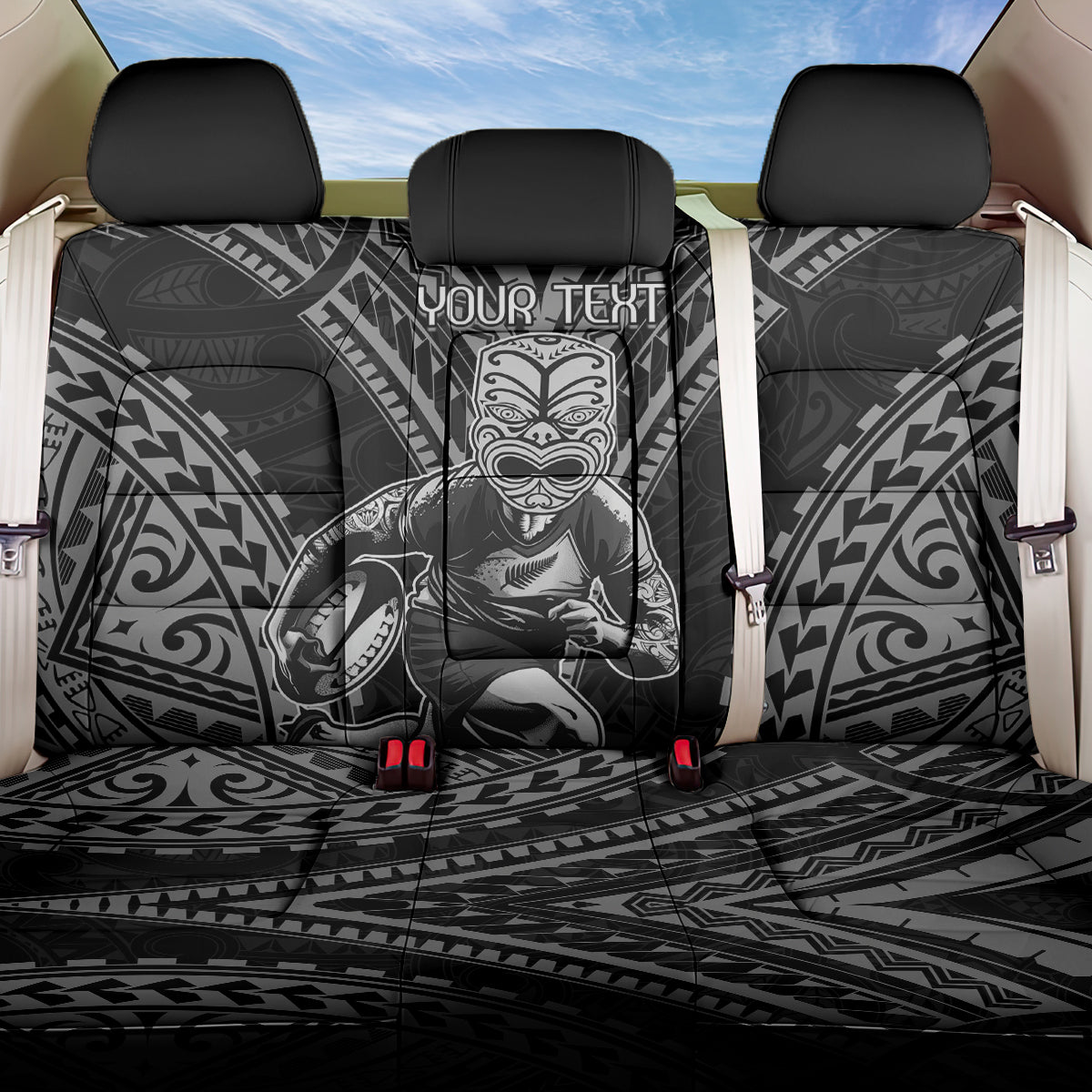 Custom New Zealand Rugby Back Car Seat Cover Maori All Black Warrior Tribal Tattoo